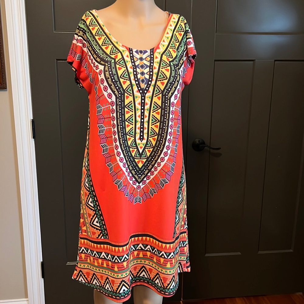 Casual, tribal print dress.